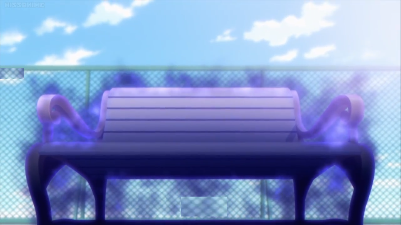 sitting at bench anime style image